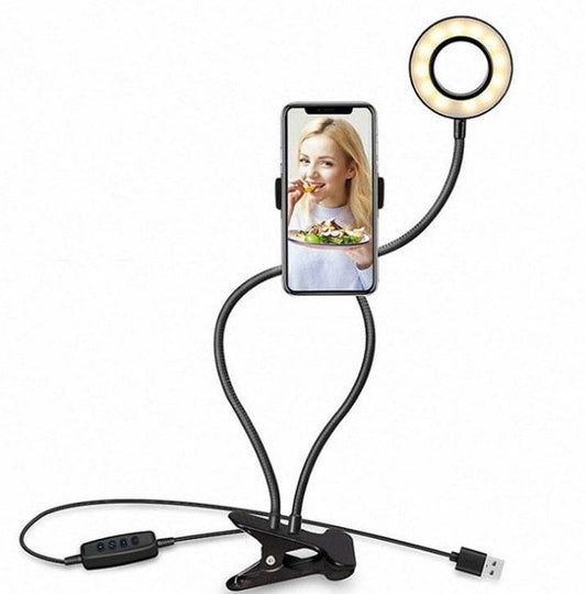 Universal LED ring light for vlogging and makeup with 8cm stand and USB powered design