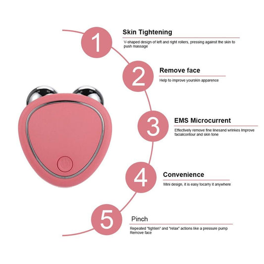Portable Facial Micro-current Beauty Instrument For Lifting Thinning And Reducing Edema With Double Roller Massager null