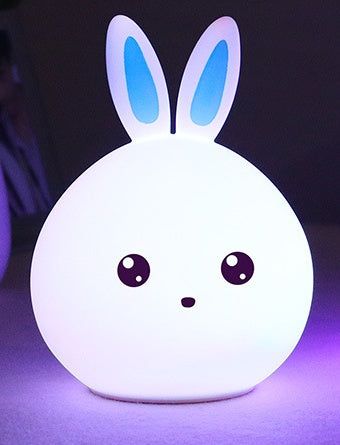 Colorful LED night lamp with cute rabbit design and touch sensor