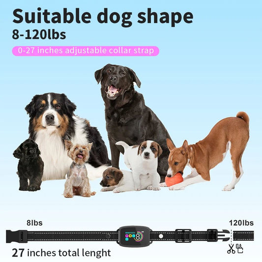 Smart Automatic Anti Barking Dog Collar Rechargeable Bark Stopper Stop Barking HD Digital Display IP67 Waterproof Collar For Dogs Pet Products null