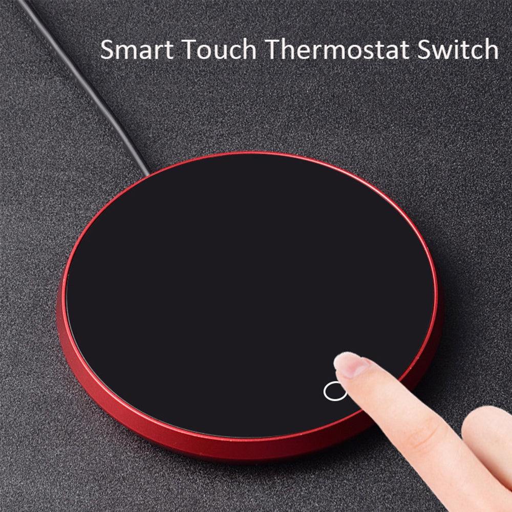 Electric coffee mug warmer with touch pad for heating coffee, milk, and tea