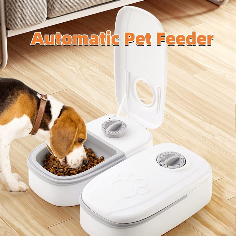 Automatic pet feeder with timer and stainless steel bowl