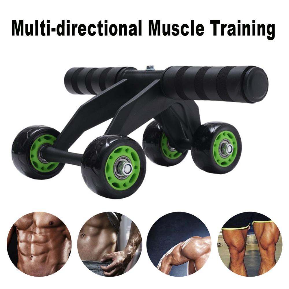 Compact four-wheeled abdominal roller for efficient home fitness and core muscle development