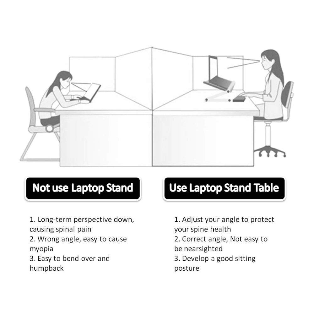 Foldable laptop stand for ergonomic desk and tablet use, adjustable and space-saving