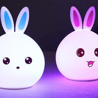 Cute night light animal rabbit with touch sensor, colorful LED lights, and USB charging