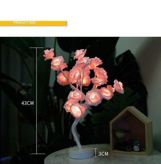 Rose Flower Lamp USB Battery Operated LED Table Lamp Bonsai Tree Night Lights Garland Bedroom Decoration Lights Home Decor null