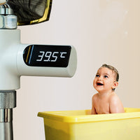 Electronic faucet with digital temperature display for baby bathing safety