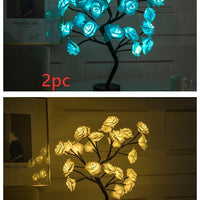 Rose Flower Lamp USB Battery Operated LED Table Lamp Bonsai Tree Night Lights Garland Bedroom Decoration Lights Home Decor null