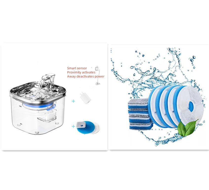Stainless steel automatic circulation water dispenser for intelligent pet fountain accessories