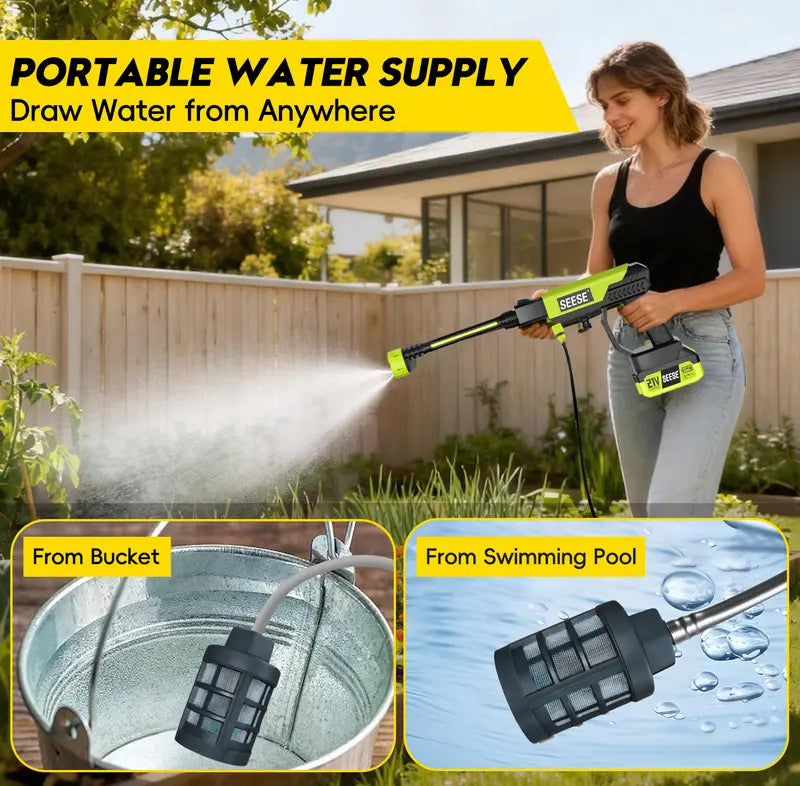 Cordless High-Pressure Washer and Single-Port Charging Dock—Portable Bottle-Fed Washer