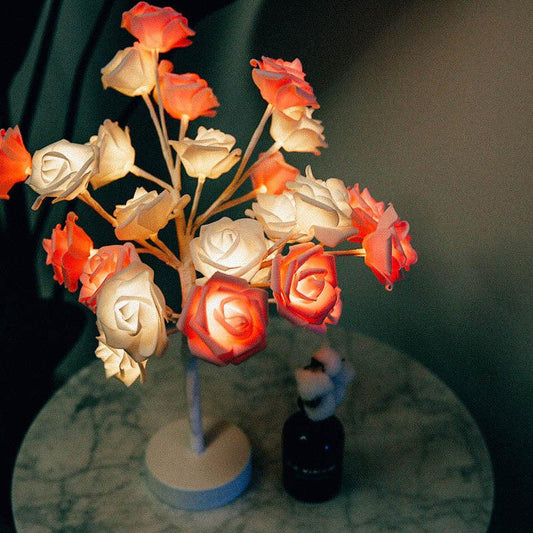 Rose Flower Lamp USB Battery Operated LED Table Lamp Bonsai Tree Night Lights Garland Bedroom Decoration Lights Home Decor null
