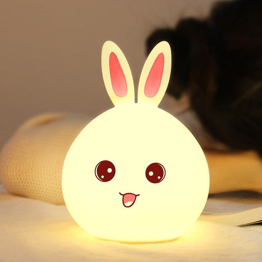 Touch sensor night light with colorful LED lights and cute rabbit design