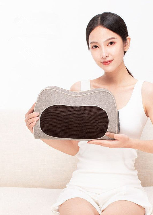 Advanced cervical spine massager pillow with kneading and infrared massage features