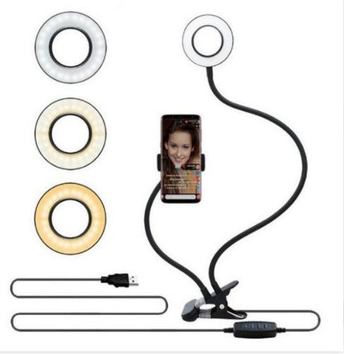 Professional LED light for makeup and live streaming with adjustable stand and clamp design