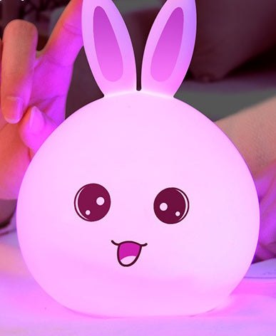 Cute rabbit night lamp with touch sensor and colorful LED lighting