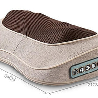Cervical spine massager pillow with 8+ massage heads and adjustable heat settings