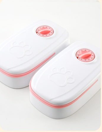 Smart pet food dispenser with timer and stainless steel bowl for cats and dogs