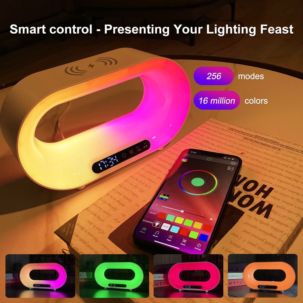 3-in-1 LED Night Light with APP Control, RGB Color Changing, and Alarm Clock