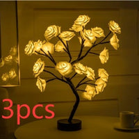 Rose Flower Lamp USB Battery Operated LED Table Lamp Bonsai Tree Night Lights Garland Bedroom Decoration Lights Home Decor null