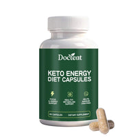 Bottle of dietary supplement capsules with natural ingredient labels
