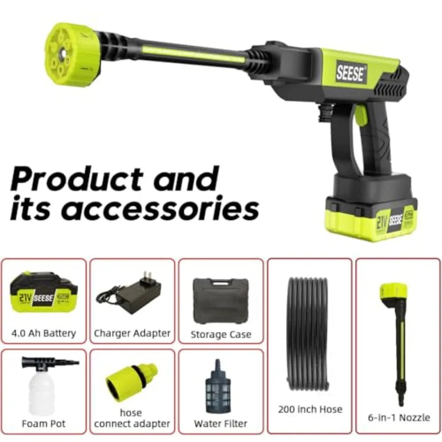 Cordless Pressure Washer Gun – 1200 PSI Portable Electric Power Washer
