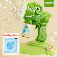 6-hole Dinosaur Bubble Machine Electric Bubble Gun with Light Fully Automatic Bubble Gun Automatic Soap Blower Outdoor Game Toy - Green