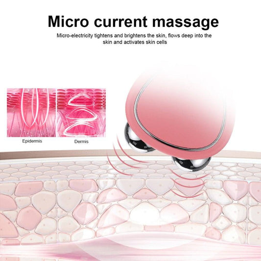 Portable Facial Micro-current Beauty Instrument For Lifting Thinning And Reducing Edema With Double Roller Massager null