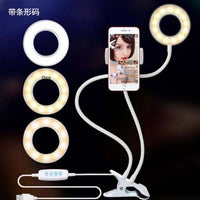 Universal LED selfie light for live streaming and makeup with adjustable brightness and 8cm stand